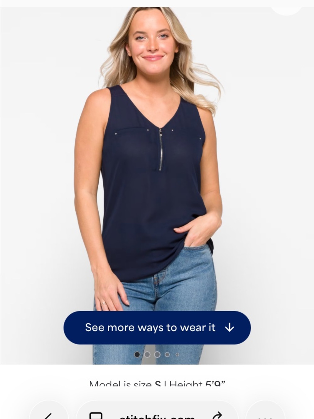 Fortune + Ivy Navy Zip-Front V-Neck Camisole